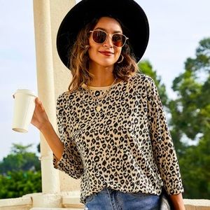 Leopard print 3/4 sleeve shirt. Perfect for fall!